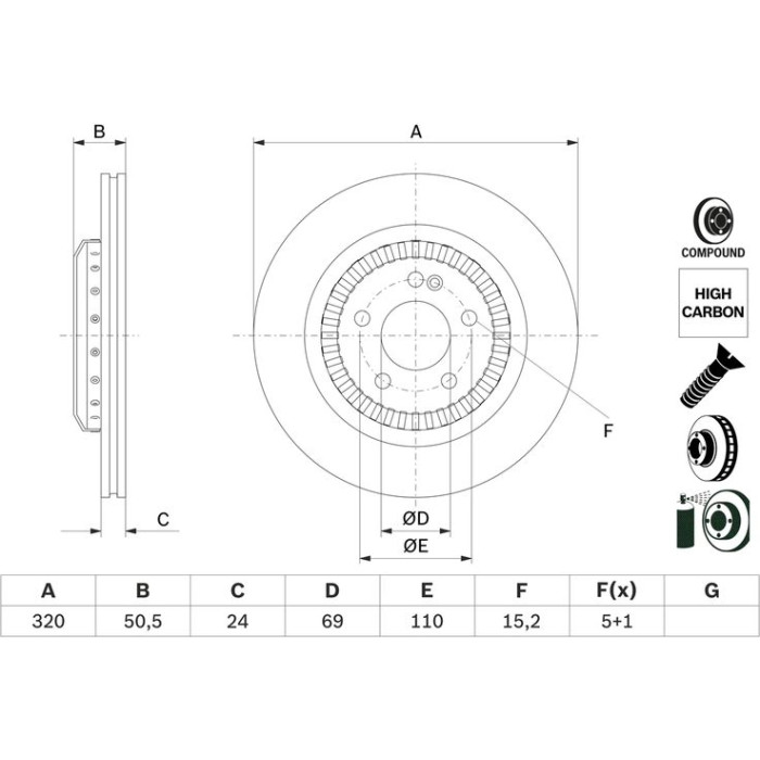 BOSCH 0 986 479 H39 Bremsscheibe