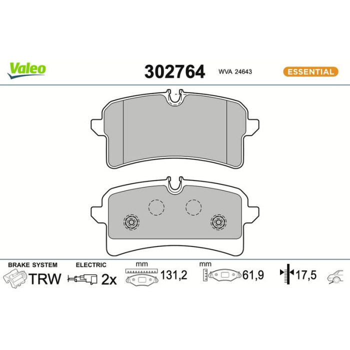 Valeo 302764 Bremsbelagsatz, Scheibenbremse ESSENTIAL Valeo 302764 Bremsbelagsatz, Scheibenbremse ESSENTIAL