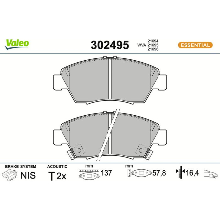 Valeo 302495 Bremsbelagsatz, Scheibenbremse ESSENTIAL
