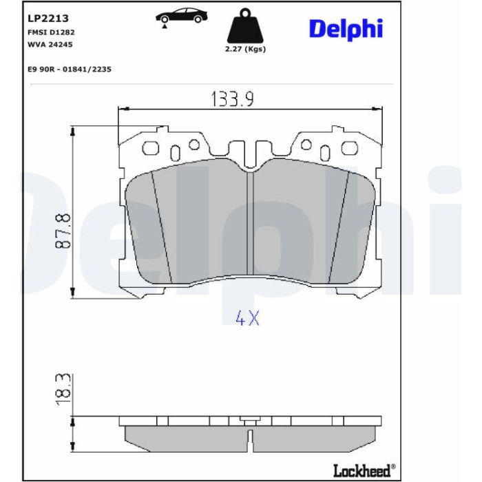 Delphi LP2213 Bremsbelagsatz, Scheibenbremse Delphi LP2213 Bremsbelagsatz, Scheibenbremse