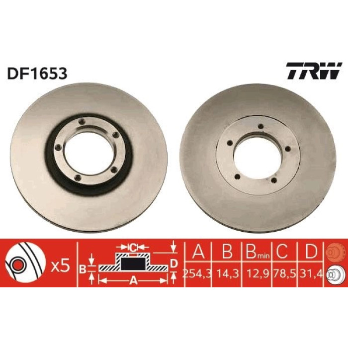TRW DF1653 Bremsscheibe TRW DF1653 Bremsscheibe