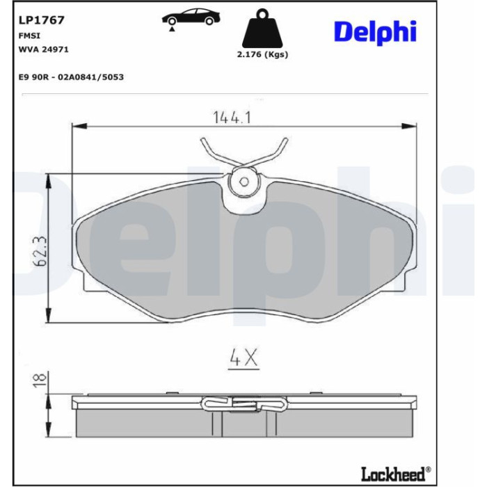 Delphi LP1767 Bremsbelagsatz, Scheibenbremse