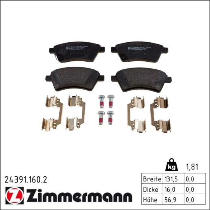 Zimmermann 24391.160.2 Bremsbelagsatz, Scheibenbremse Zimmermann 24391.160.2 Bremsbelagsatz, Scheibenbremse