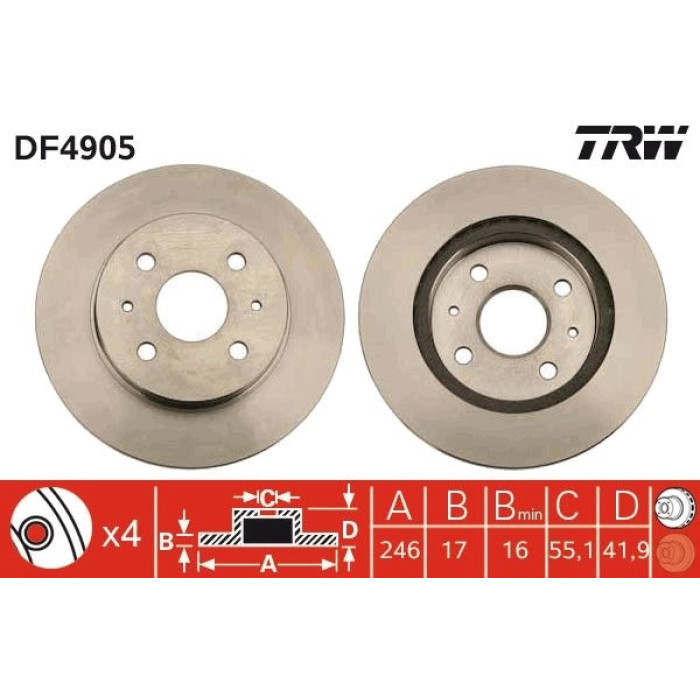 TRW DF4905 Bremsscheibe TRW DF4905 Bremsscheibe