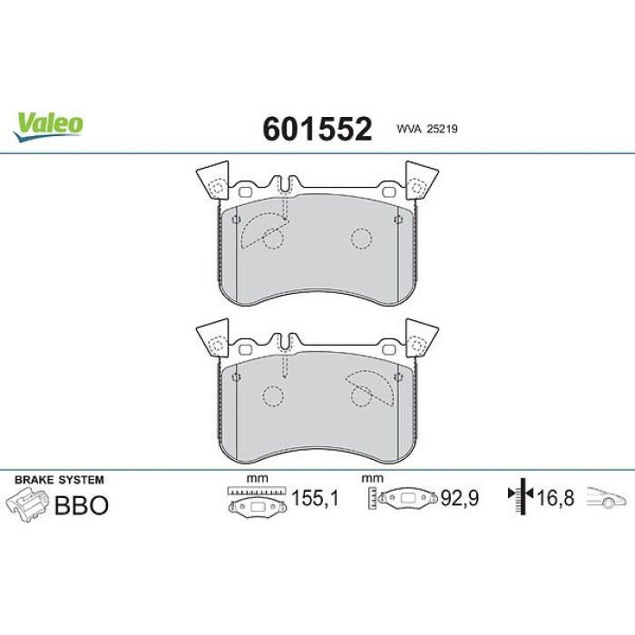 Valeo 601552 Bremsbelagsatz, Scheibenbremse Valeo 601552 Bremsbelagsatz, Scheibenbremse