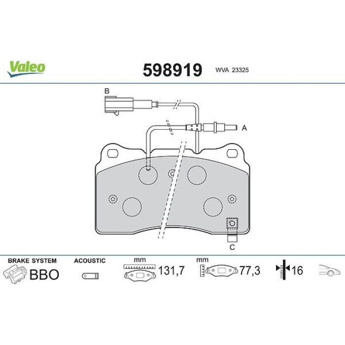 Valeo 598919 Bremsbelagsatz, Scheibenbremse Valeo 598919 Bremsbelagsatz, Scheibenbremse