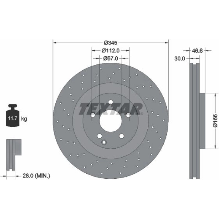 Textar 92123703 Bremsscheibe PRO Textar 92123703 Bremsscheibe PRO