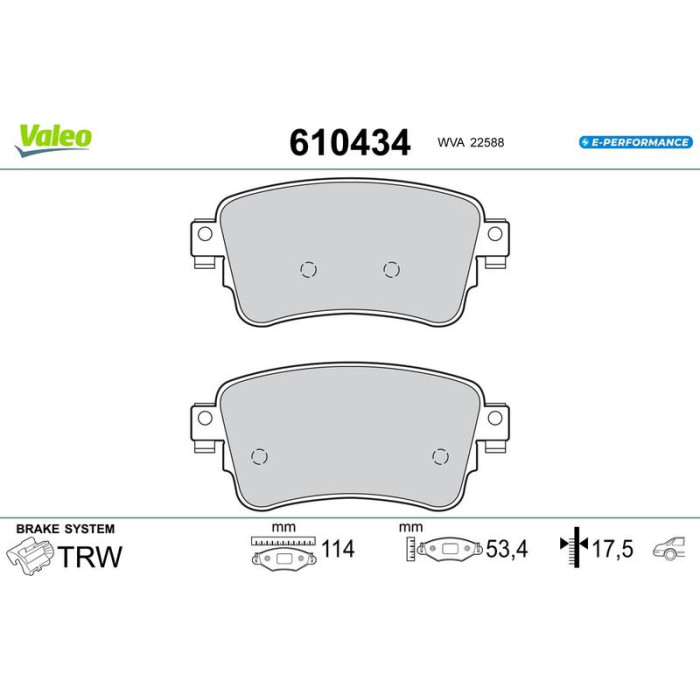 Valeo 610434 Bremsbelagsatz, Scheibenbremse E-PERFORMANCE Valeo 610434 Bremsbelagsatz, Scheibenbremse E-PERFORMANCE