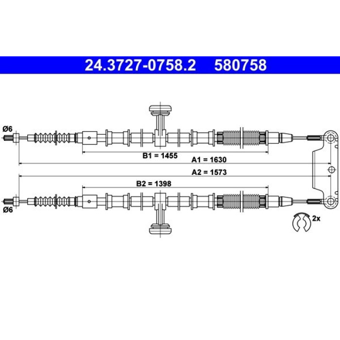 ATE 24.3727-0758.2 Seilzug, Feststellbremse ATE 24.3727-0758.2 Seilzug, Feststellbremse