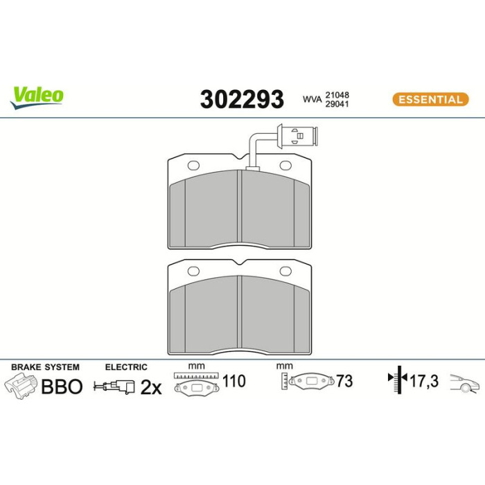 Valeo 302293 Bremsbelagsatz, Scheibenbremse ESSENTIAL Valeo 302293 Bremsbelagsatz, Scheibenbremse ESSENTIAL