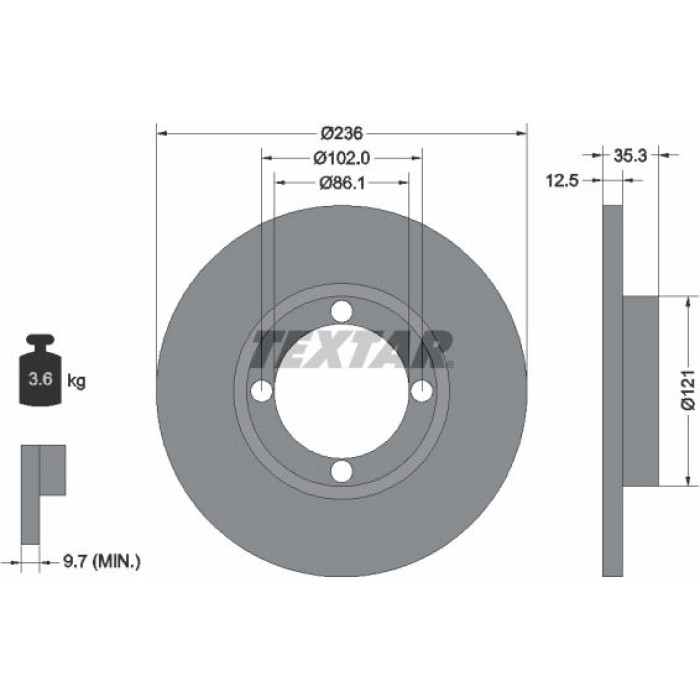 Textar 92100303 Bremsscheibe PRO