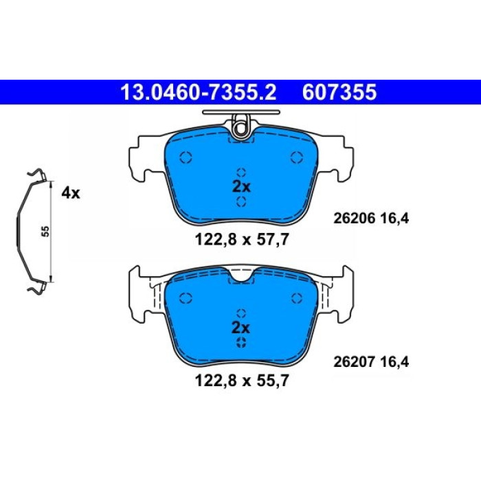 ATE 13.0460-7355.2 Bremsbelagsatz, Scheibenbremse ATE 13.0460-7355.2 Bremsbelagsatz, Scheibenbremse