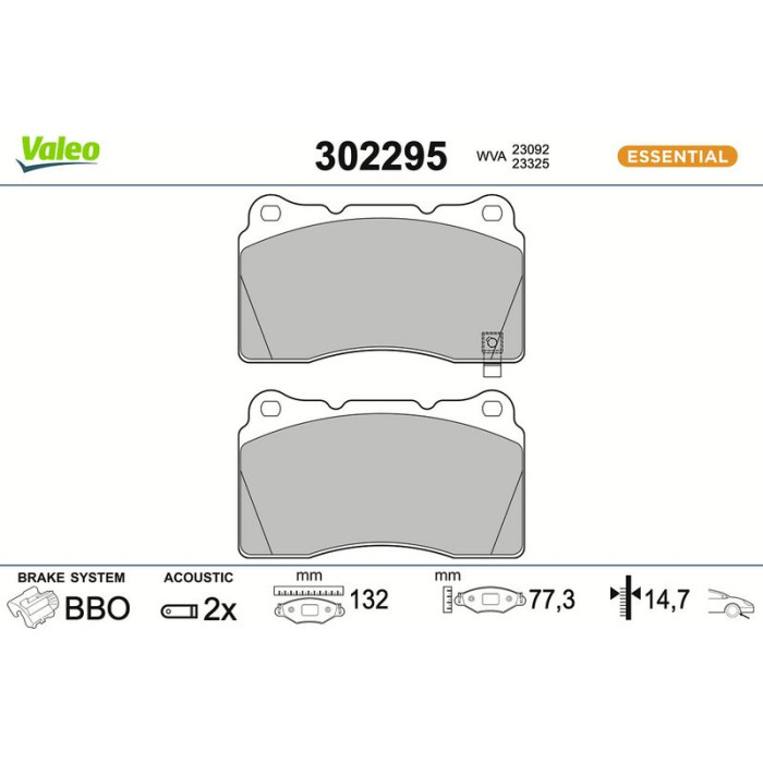 Valeo 302295 Bremsbelagsatz, Scheibenbremse ESSENTIAL Valeo 302295 Bremsbelagsatz, Scheibenbremse ESSENTIAL