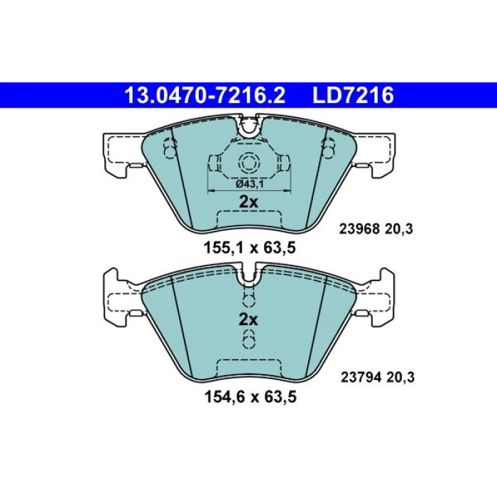 ATE 13.0470-7216.2 Bremsbelagsatz, Scheibenbremse Ceramic