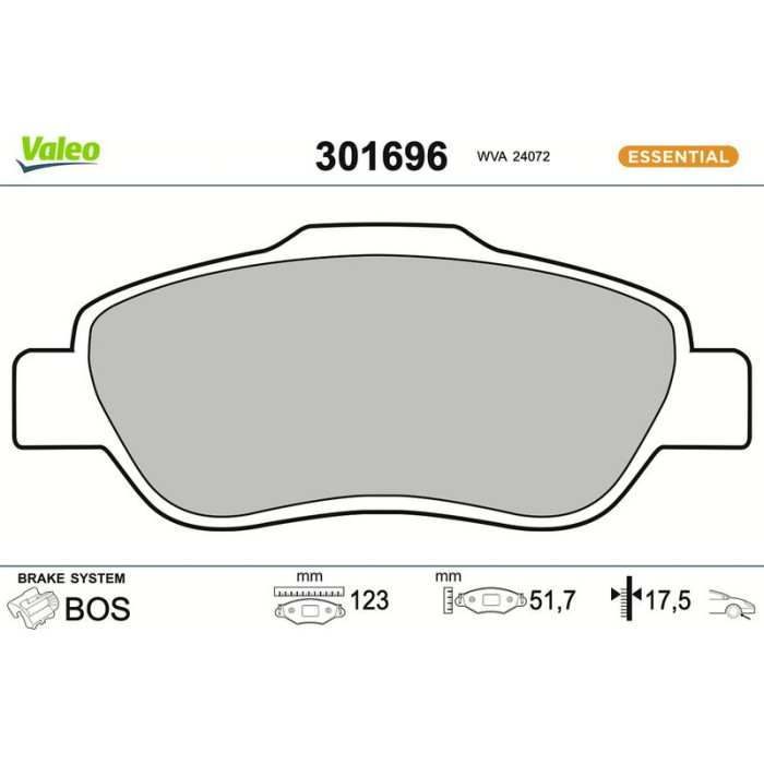 Valeo 301696 Bremsbelagsatz, Scheibenbremse ESSENTIAL Valeo 301696 Bremsbelagsatz, Scheibenbremse ESSENTIAL