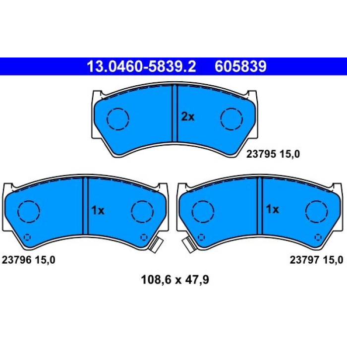 ATE 13.0460-5839.2 Bremsbelagsatz, Scheibenbremse