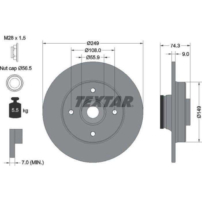 Textar 92194103 Bremsscheibe PRO Textar 92194103 Bremsscheibe PRO