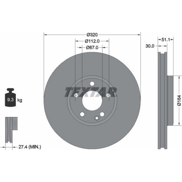 Textar 92258003 Bremsscheibe PRO Textar 92258003 Bremsscheibe PRO
