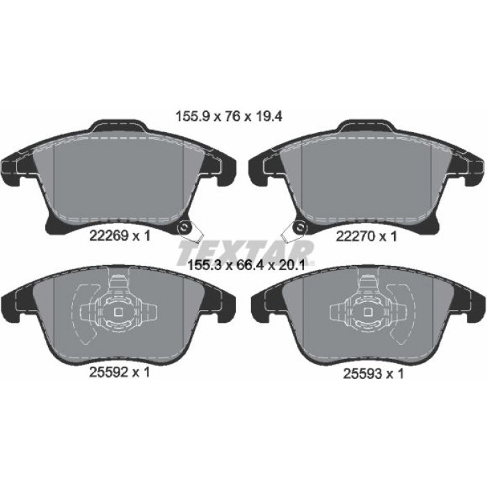 Textar 2226901 Bremsbelagsatz, Scheibenbremse Q+