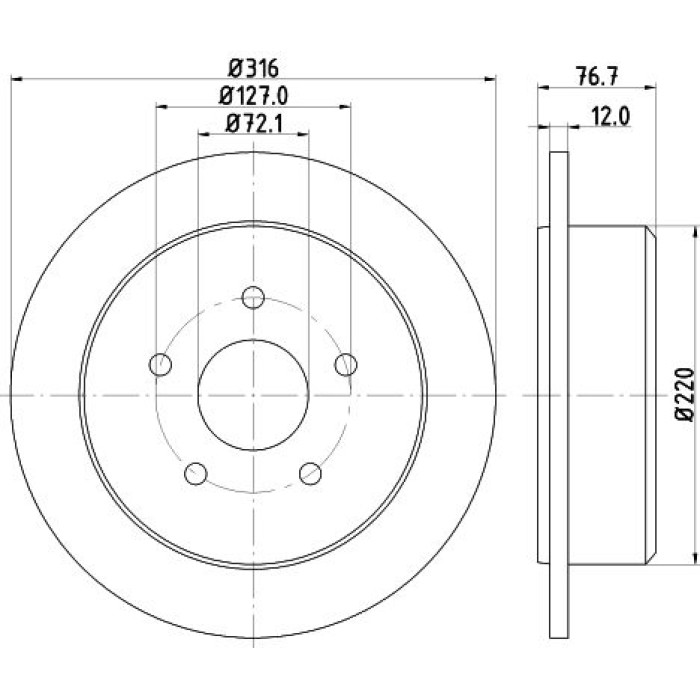 Hella 8DD 355 117-101 Bremsscheibe Hella 8DD 355 117-101 Bremsscheibe