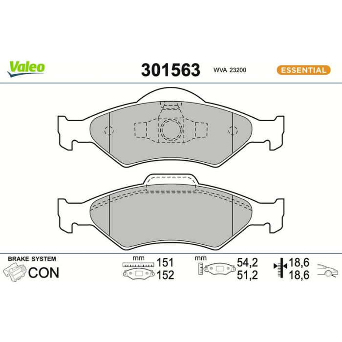 Valeo 301563 Bremsbelagsatz, Scheibenbremse ESSENTIAL