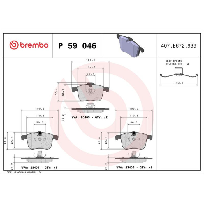 Brembo P 59 046 Bremsbelagsatz, Scheibenbremse PRIME LINE Brembo P 59 046 Bremsbelagsatz, Scheibenbremse PRIME LINE