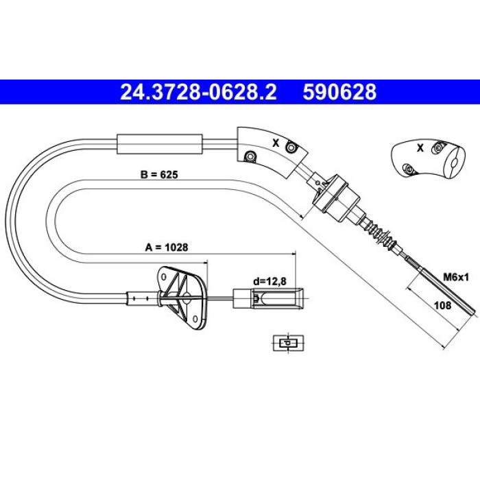 ATE 24.3728-0628.2 Seilzug, Kupplungsbetätigung ATE 24.3728-0628.2 Seilzug, Kupplungsbetätigung