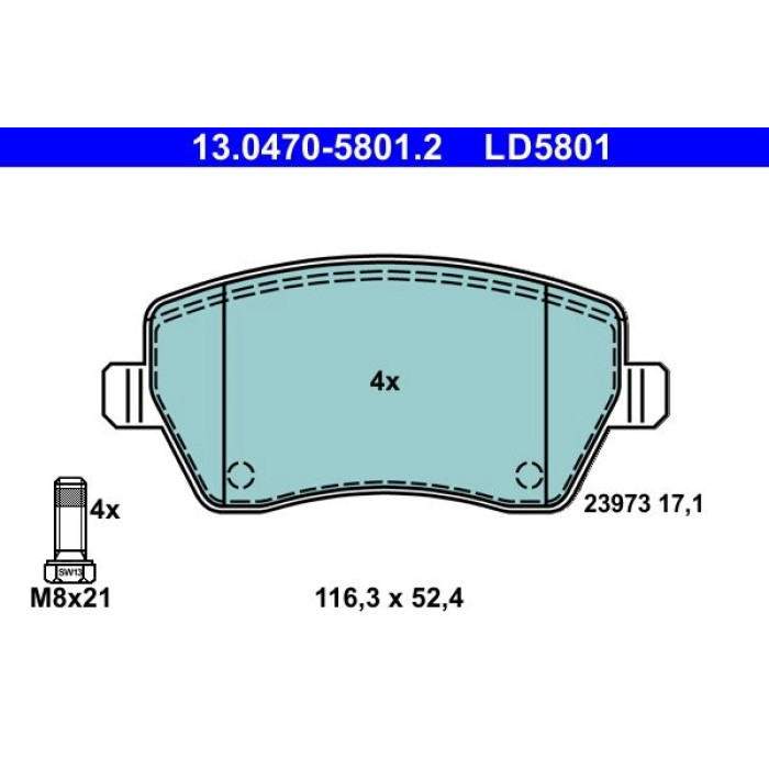 ATE 13.0470-5801.2 Bremsbelagsatz, Scheibenbremse Ceramic ATE 13.0470-5801.2 Bremsbelagsatz, Scheibenbremse Ceramic