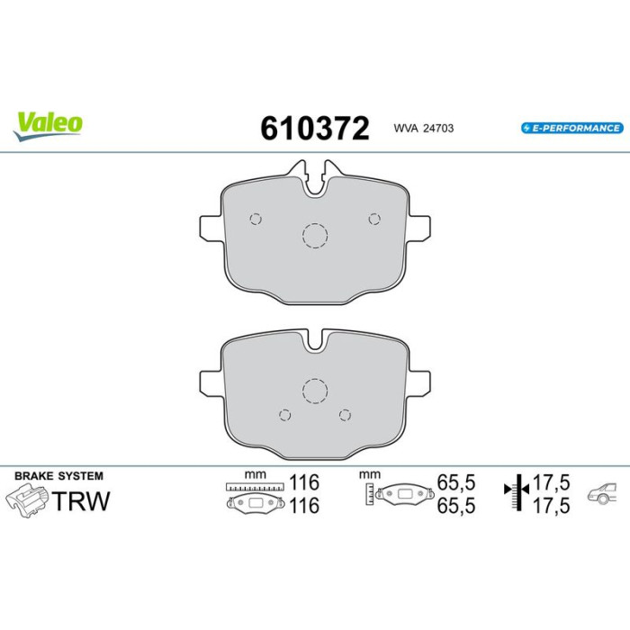 Valeo 610372 Bremsbelagsatz, Scheibenbremse E-PERFORMANCE Valeo 610372 Bremsbelagsatz, Scheibenbremse E-PERFORMANCE