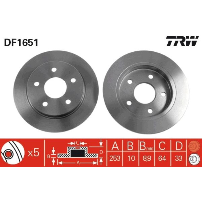 TRW DF1651 Bremsscheibe TRW DF1651 Bremsscheibe