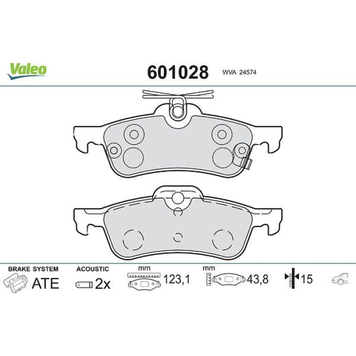 Valeo 601028 Bremsbelagsatz, Scheibenbremse Valeo 601028 Bremsbelagsatz, Scheibenbremse