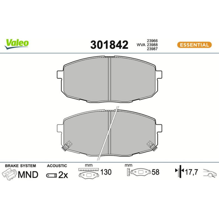 Valeo 301842 Bremsbelagsatz, Scheibenbremse ESSENTIAL