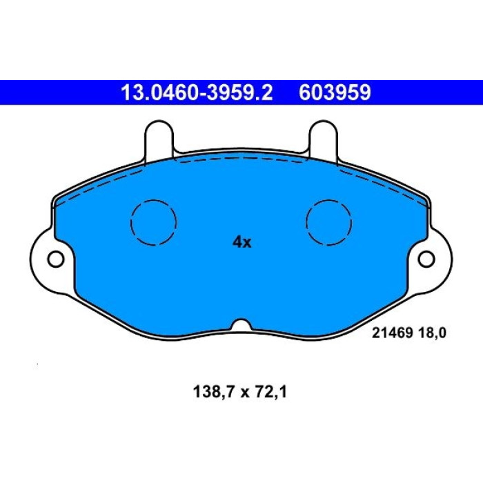ATE 13.0460-3959.2 Bremsbelagsatz, Scheibenbremse ATE 13.0460-3959.2 Bremsbelagsatz, Scheibenbremse