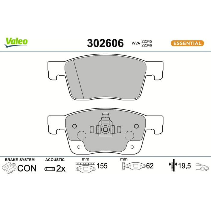 Valeo 302606 Bremsbelagsatz, Scheibenbremse ESSENTIAL