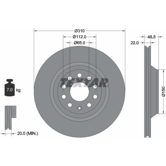 Textar 92140703 Bremsscheibe PRO Textar 92140703 Bremsscheibe PRO