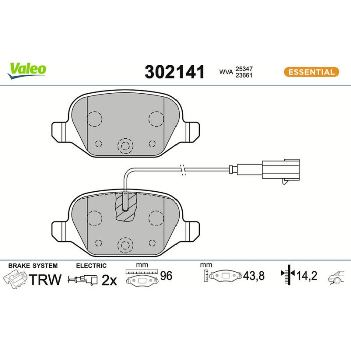 Valeo 302141 Bremsbelagsatz, Scheibenbremse ESSENTIAL Valeo 302141 Bremsbelagsatz, Scheibenbremse ESSENTIAL