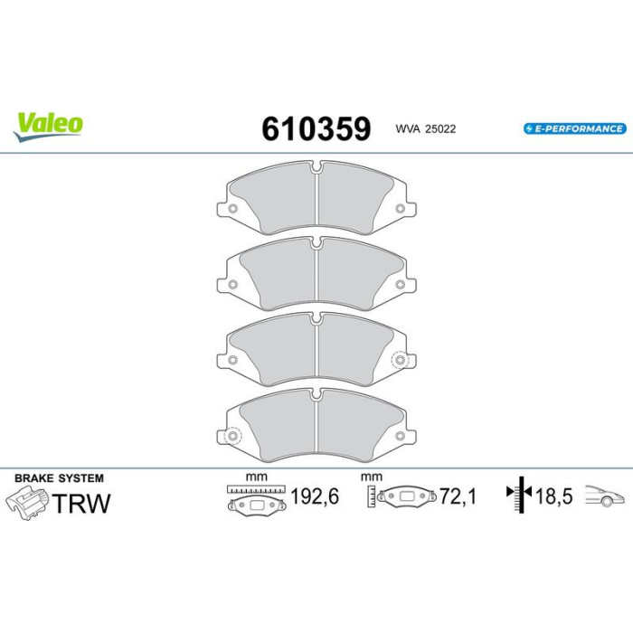 Valeo 610359 Bremsbelagsatz, Scheibenbremse E-PERFORMANCE