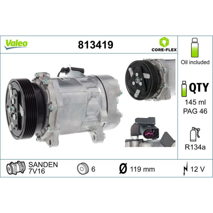 Valeo 813419 Kompressor, Klimaanlage CORE-FLEX