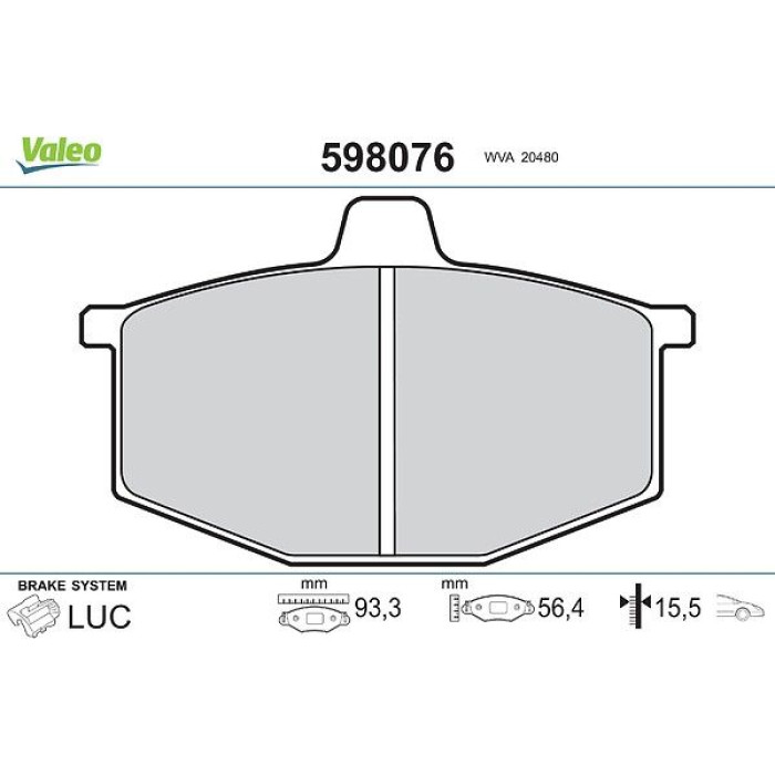 Valeo 598076 Bremsbelagsatz, Scheibenbremse Valeo 598076 Bremsbelagsatz, Scheibenbremse