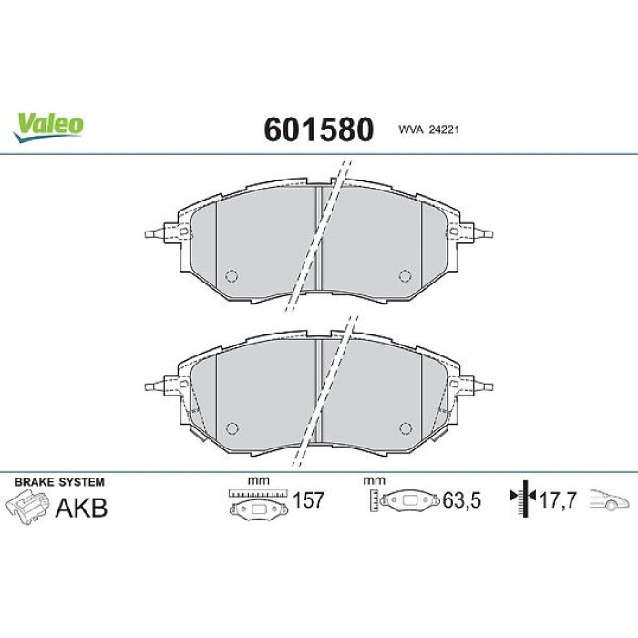 Valeo 601580 Bremsbelagsatz, Scheibenbremse