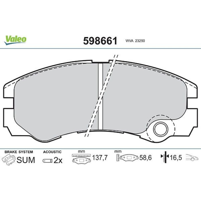 Valeo 598661 Bremsbelagsatz, Scheibenbremse Valeo 598661 Bremsbelagsatz, Scheibenbremse