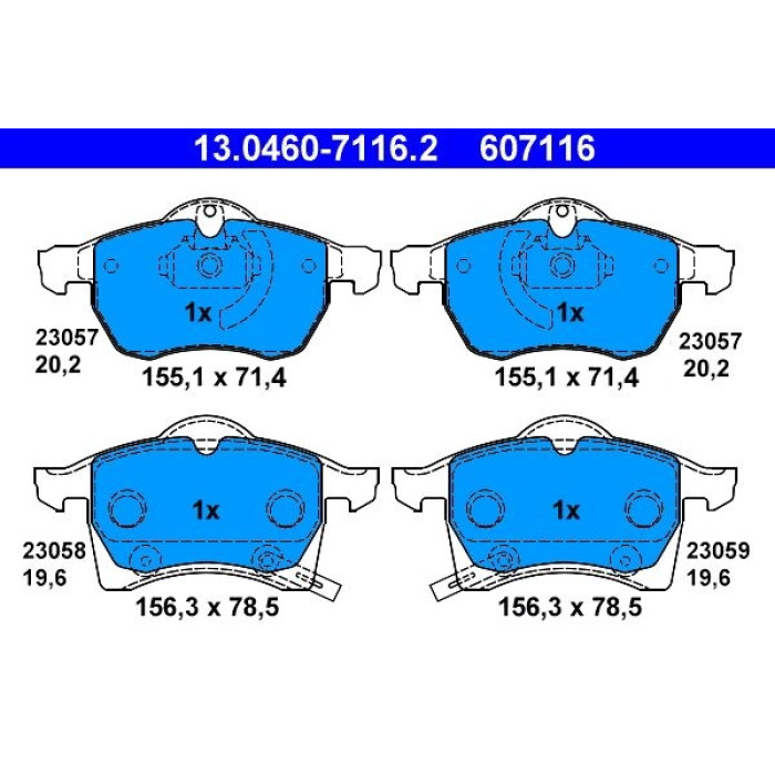 ATE 13.0460-7116.2 Bremsbelagsatz, Scheibenbremse ATE 13.0460-7116.2 Bremsbelagsatz, Scheibenbremse