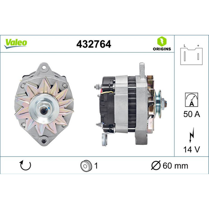 Valeo 432764 Generator ORIGINS - NEW O.E. TECHNOLOGIE Valeo 432764 Generator ORIGINS - NEW O.E. TECHNOLOGIE