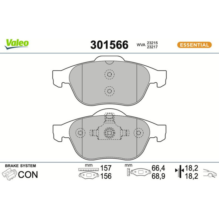 Valeo 301566 Bremsbelagsatz, Scheibenbremse ESSENTIAL Valeo 301566 Bremsbelagsatz, Scheibenbremse ESSENTIAL