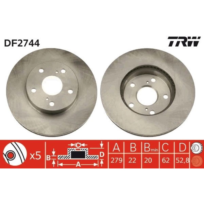TRW DF2744 Bremsscheibe