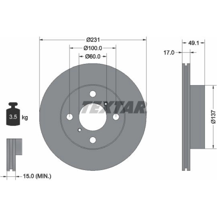 Textar 92113300 Bremsscheibe Textar 92113300 Bremsscheibe