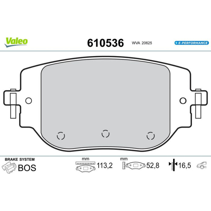Valeo 610536 Bremsbelagsatz, Scheibenbremse E-PERFORMANCE