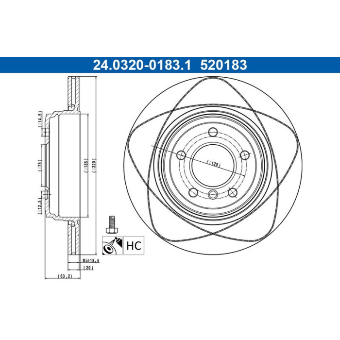 ATE 24.0320-0183.1 Bremsscheibe PowerDisc ATE 24.0320-0183.1 Bremsscheibe PowerDisc