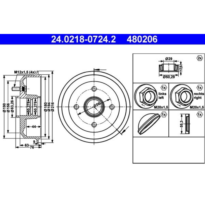ATE 24.0218-0724.2 Bremstrommel ATE 24.0218-0724.2 Bremstrommel