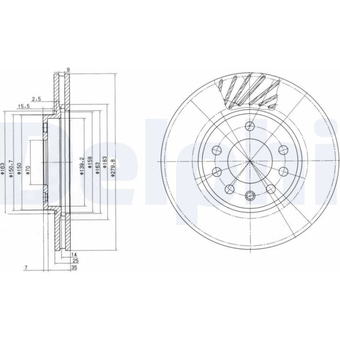 Delphi BG3405C Bremsscheibe Delphi BG3405C Bremsscheibe